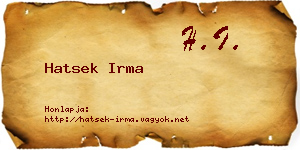 Hatsek Irma névjegykártya